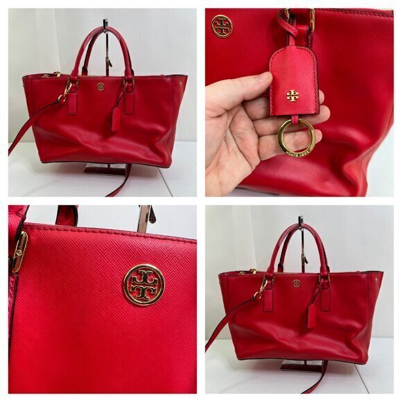 Tory Burch Robinson East West Tote Red Big Satchel Shoulder Bag Purse $448 - Picture 2 of 7